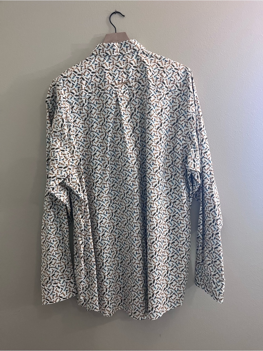 Ariat Cream Button-Up Shirt with Navy & Brown Boot Print - Picture 5 of 6